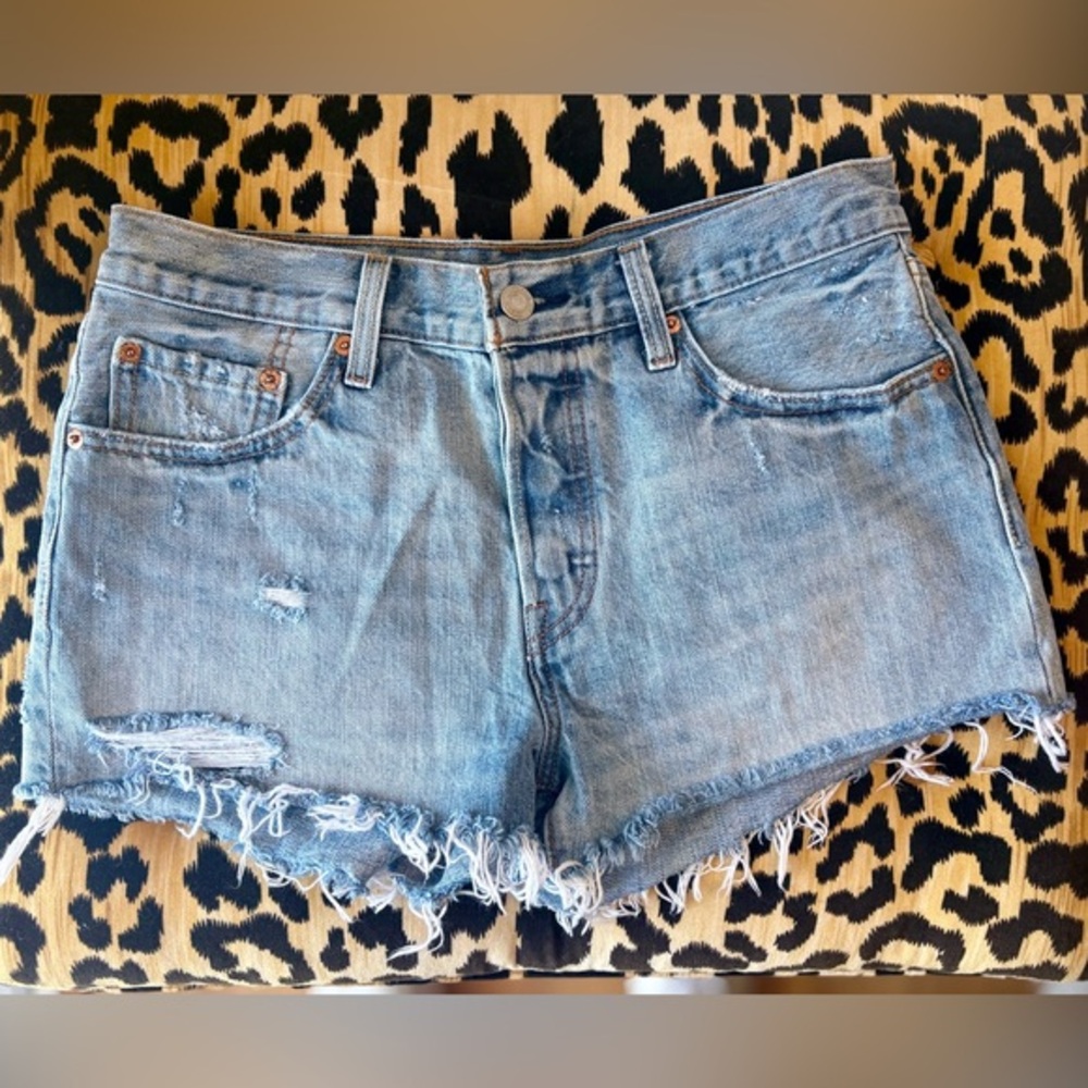 Levi's Light Blue Distressed Jean Shorts